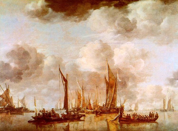 Jan van de Cappelle A Dutch Yacht and Many Small Vessels at Anchor China oil painting art